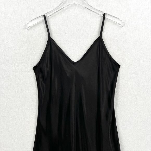 ENZA COSTA Dress Womens Medium 2 Black Satin Bias Slip Maxi Spaghetti Strap NEW - Picture 6 of 16